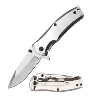 3.5" Closed Mirror Finished Stainless Steel Spring Assisted Folding Knife