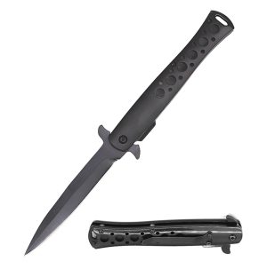 5" Closed Spring Assisted Open Black Stiletto TACTICAL Pocket Knife