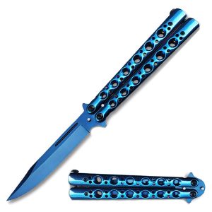 5.5" Closed Length Blue Scorpion Balisong Butterfly Flipper Knife