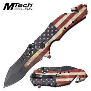 3.75" Blade American Flag USA Rescue Tactical Spring Assisted Folding Knife