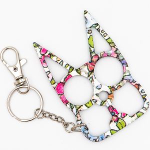 Bubbly Cat Self Defense Keychain - Floral Design
